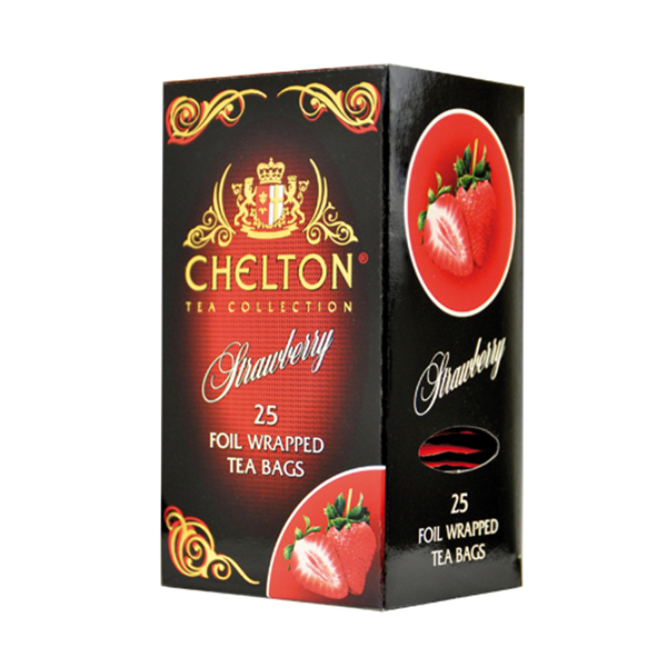 Chelton "Schwarzer Premiumtee Erdbeere, 50 Beutel im Nachfüllpack"