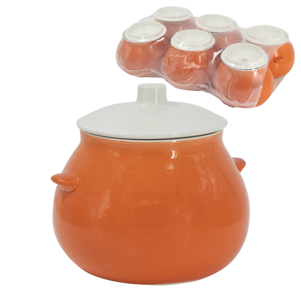 Keramik - Topfset "Orange" (6 St.) 0,6 L
