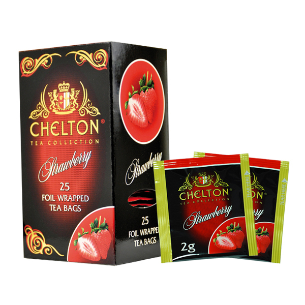 Chelton "Schwarzer Premiumtee Erdbeere, 50 Beutel im Nachfüllpack"